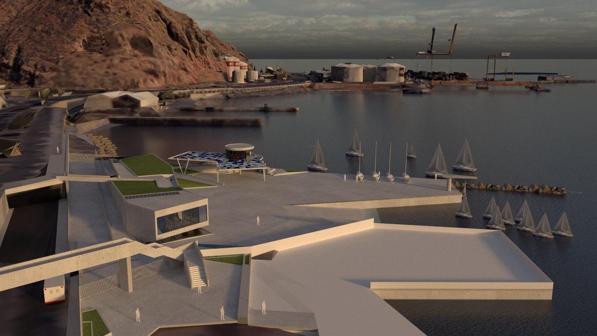 Infografía del futuro Cidemat (Centro de Deportes Marinos de Tenerife), situado en el litoral de Santa Cruz, en el barrio de Valleseco.