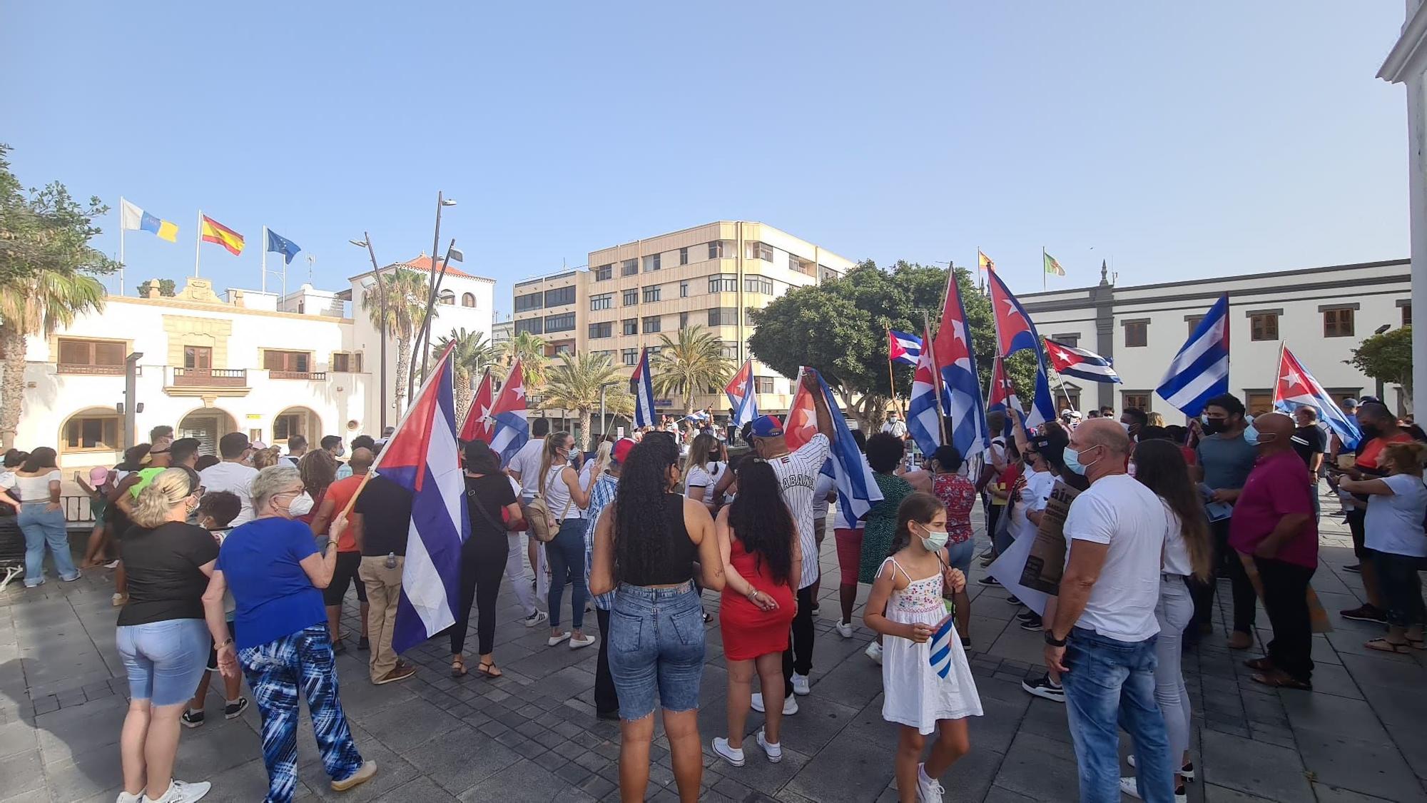 Protesta de la comunidad cubana en Puerto del Rosario, en Fuerteventura (17/07/2021)