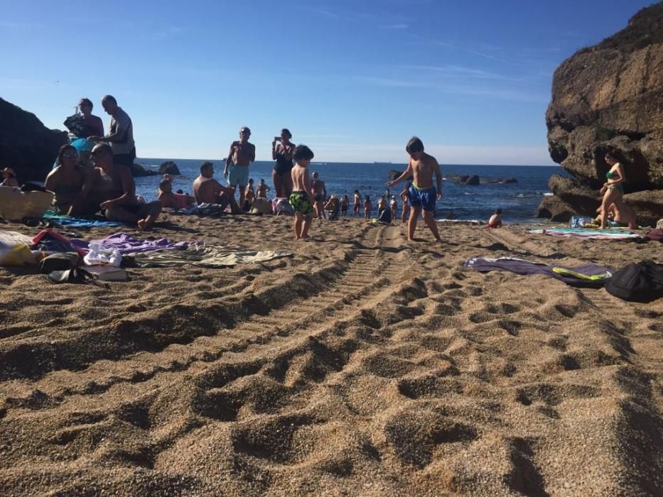 Los bañistas se levantan, indignados, obligados por una máquina en la playa de Estaño.