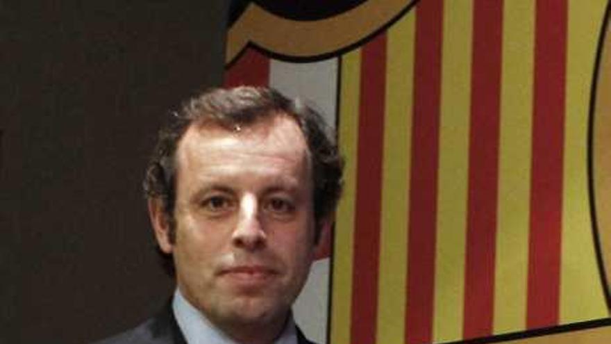 Rosell, a su llegada a la rueda de prensa, ayer.