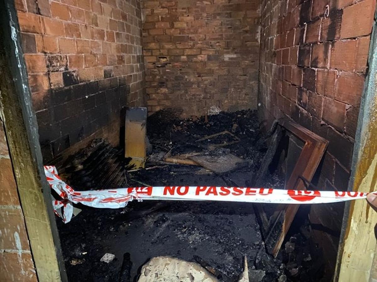 Imagen del trastero de Manlleu tras el incendio