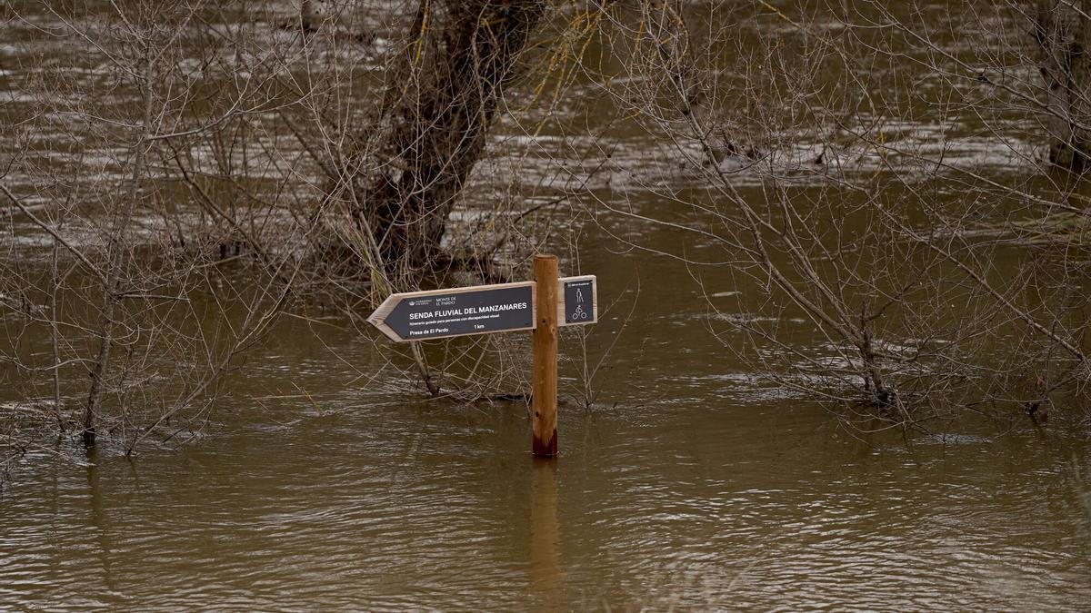 Caudal del río Manzanares después de las lluvias de estas semanas