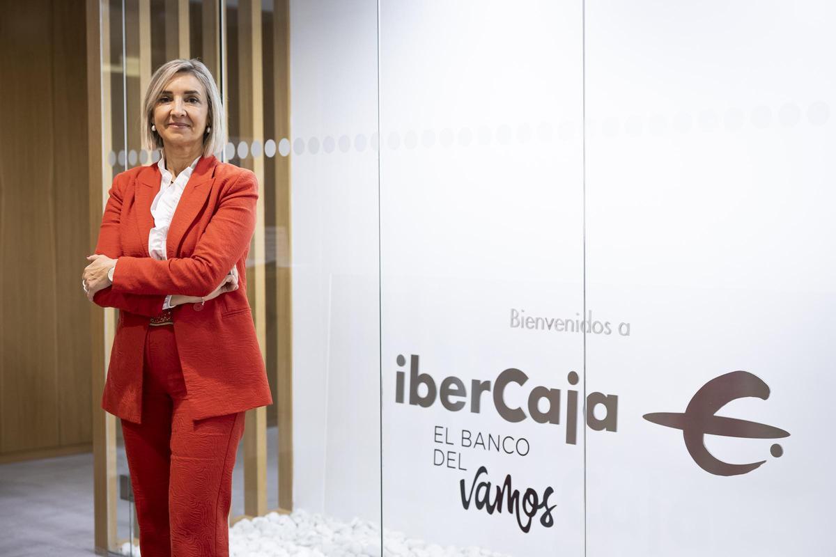 Teresa Fernández, directora de Banca de Empresas de Ibercaja, en la sede de la entidad en Madrid.