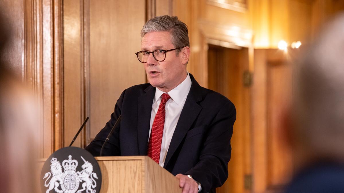 British Prime Minister Starmer holds presser after meeting police leaders at Downing Street