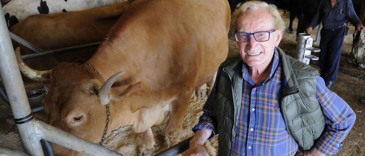 El cántabro Rufino Vallín lleva casi 60 años viniendo a las subastas de ganado de Silleda. |  // BERNABÉ