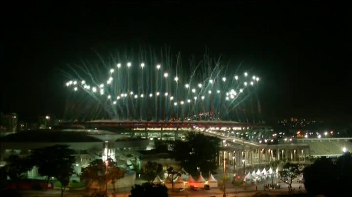 Focs artificials de la cerimònia dinauguració dels Jocs de Rio 2016