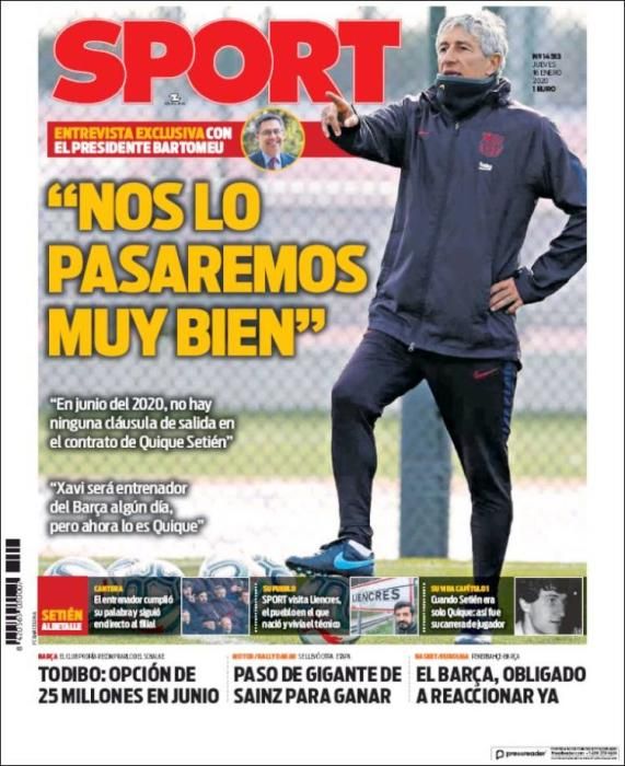 Portada SPORT jueves 16 enero 2020