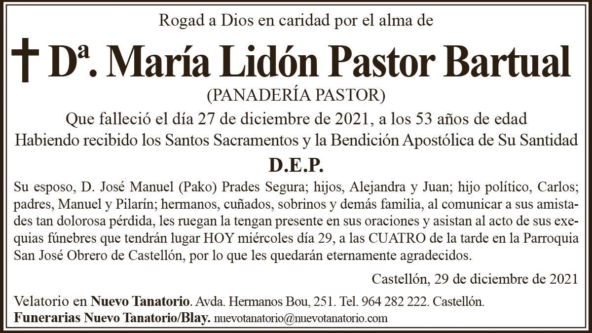 Dª. María Lidón Pastor Bartual