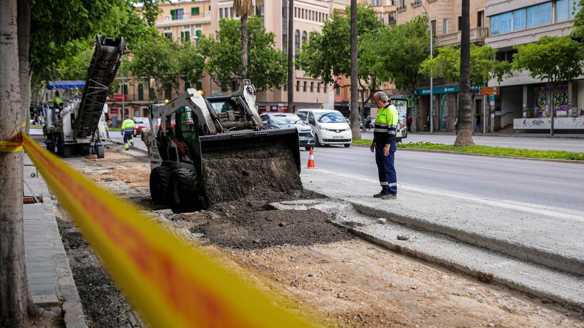 El lunes arrancaron las obras para reparar el carril bus de Avingudes.