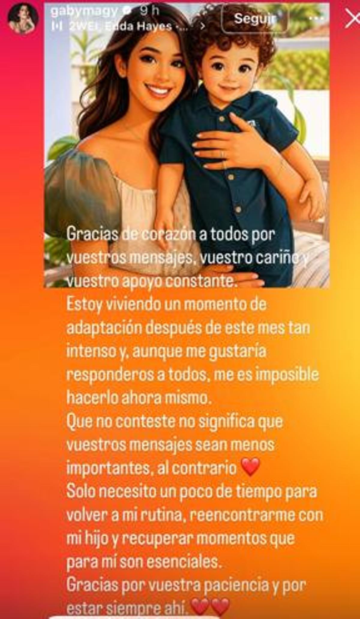 Mensaje Gabriela Guillén en Instagram