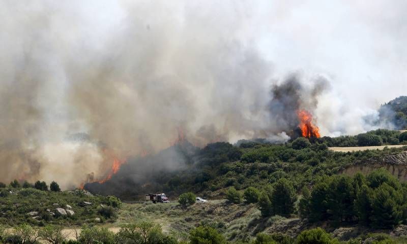 Fotogalería del incendio en el término de Luna en las Cinco Villas