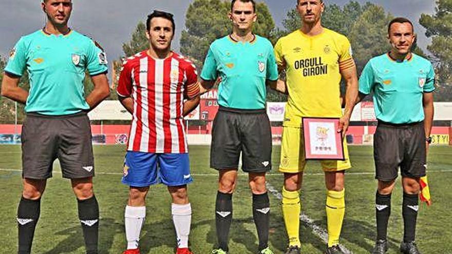 Sergi Solernou (segon per l&#039;esquerra) va ser el capità contra el Girona C