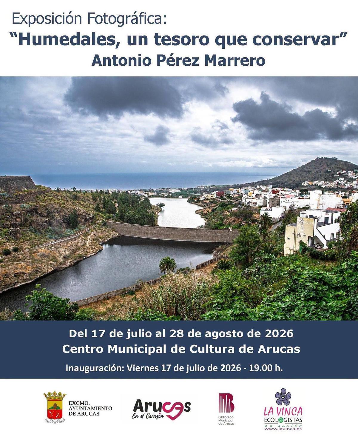 El Centro Municipal de Cultura de Arucas presenta la exposición "Humedales, un tesoro que conservar", de Antonio Pérez Marrero.