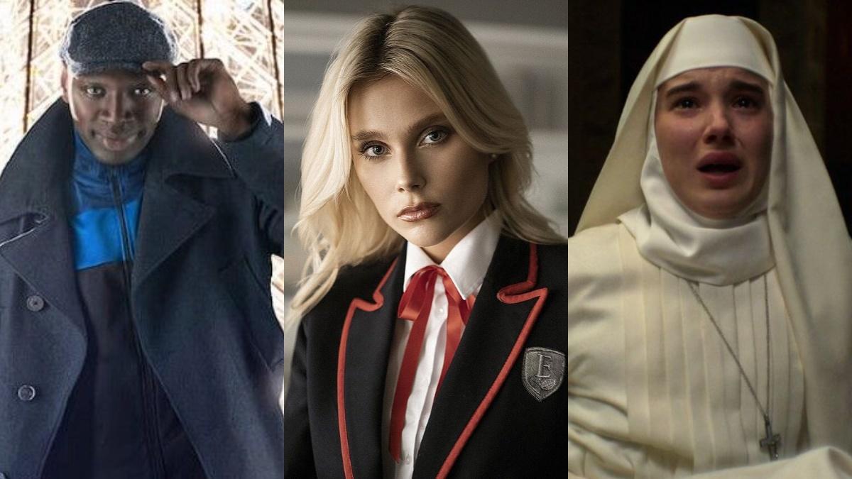Omar Sy (Lupin), Valentina Zenere (Élite) y Aria Bedmar (Hermana muerte). Omar Sy (Lupin), Valentina Zenere (Élite) y Aria Bedmar (Hermana muerte).