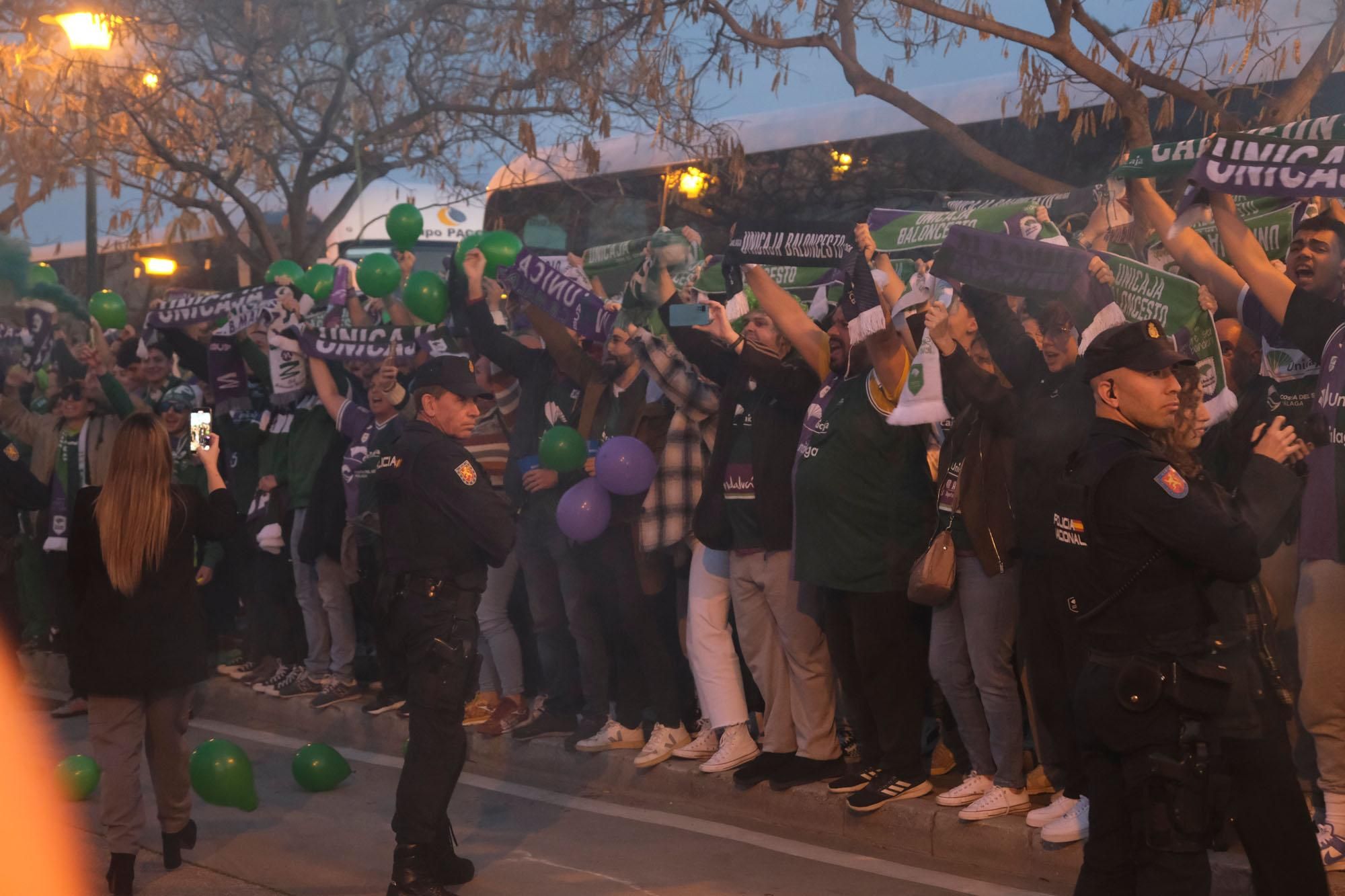 Recibimiento al Unicaja en la previa de los cuartos de final de la Copa del Rey 2024.