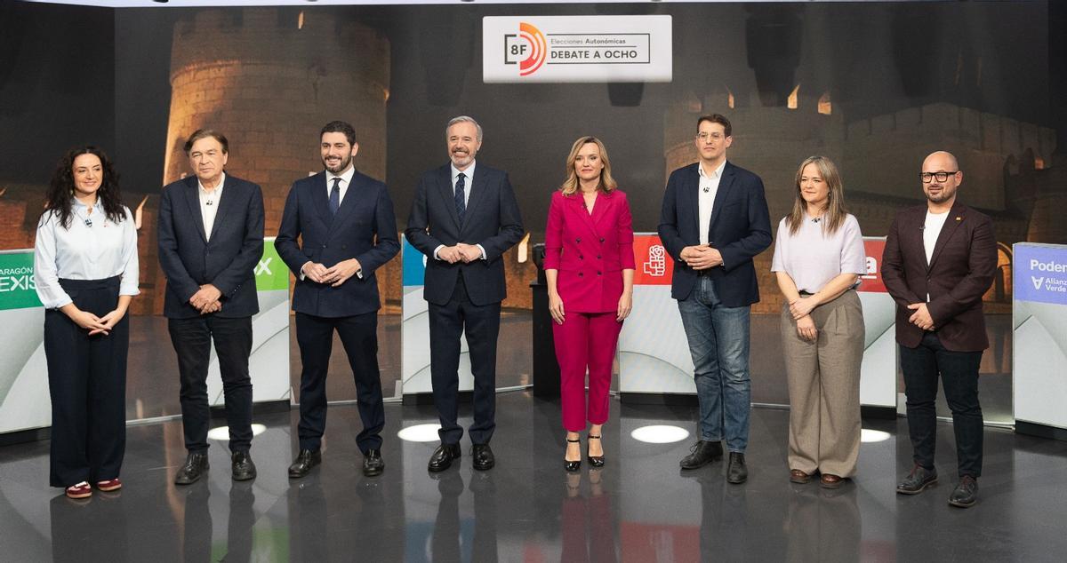 Los ocho candidatos antes del debate en Aragón TV