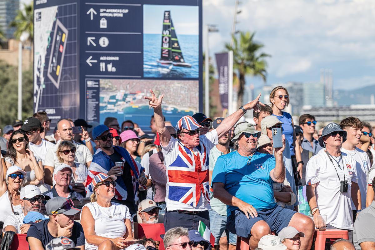 America's Cup fans watch the regattas at the Race Village.