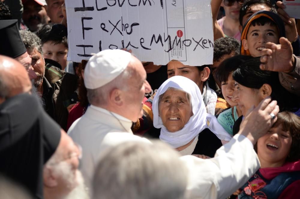 Visita del Papa a los refugiados en Lesbos.