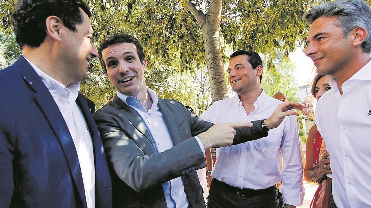 Juanma Moreno, Pablo Casado, José María Bellido y Andrés Lorite, en una visita a Córdoba del líder nacional.