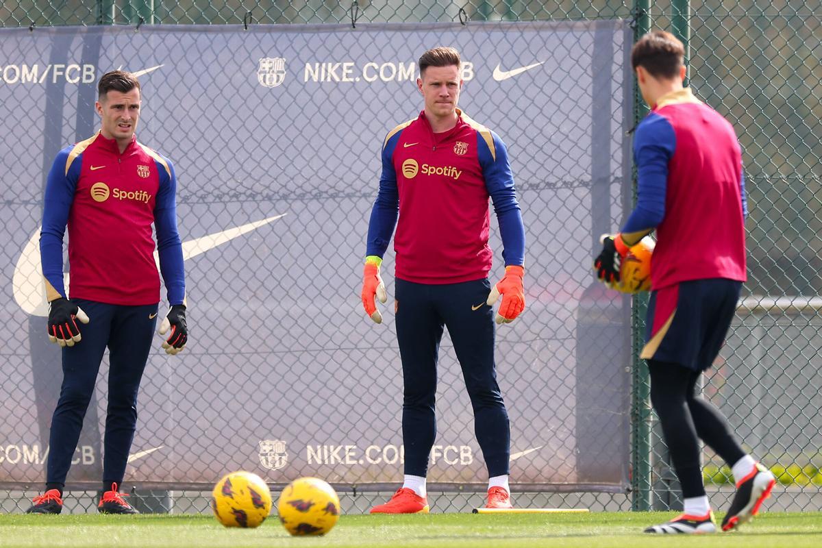 Iñaki Peña, junto a Ter Stegen en la Ciutat Esportiva