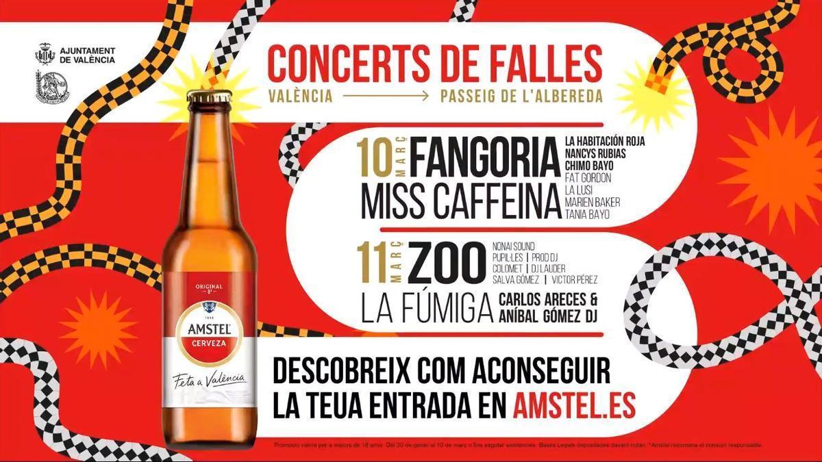 Cartel de los conciertos gratis de Fallas 2023