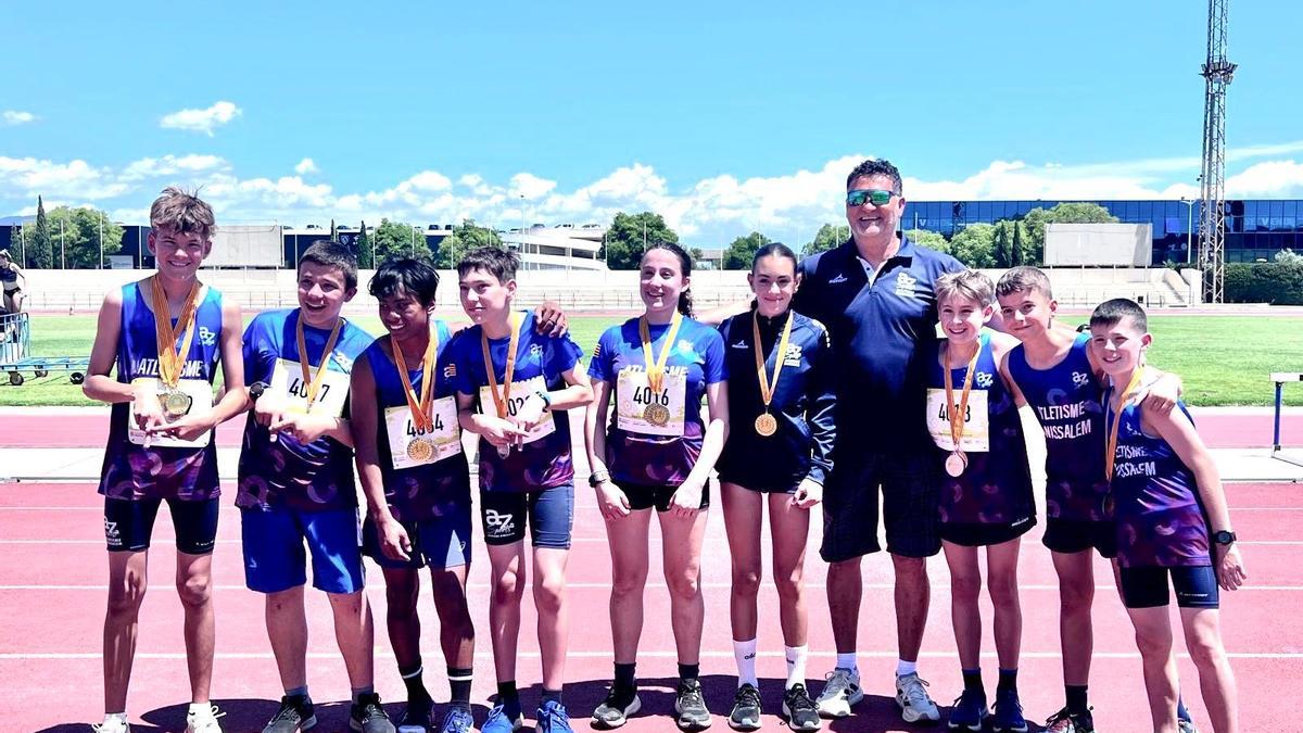 Los atletas del AZ Binissalem en los Campeonatos de Baleares sub-14
