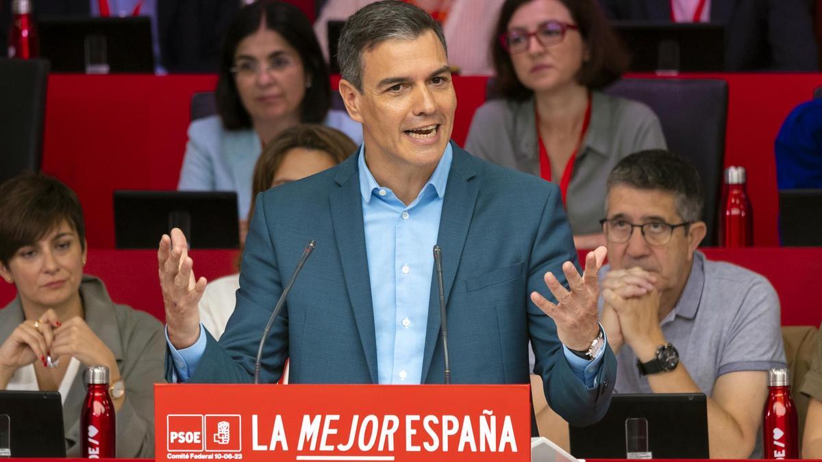 Pedro Sánchez durante su intervención en la última reunión del Comité Federal del PSOE.