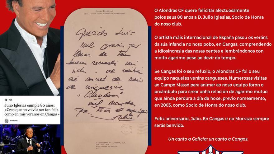 El Alondras felicita a Julio Iglesias