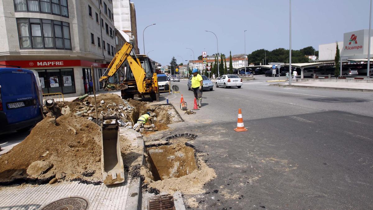 La zona de As Carolinas durante una avería en la red de abastecimiento.