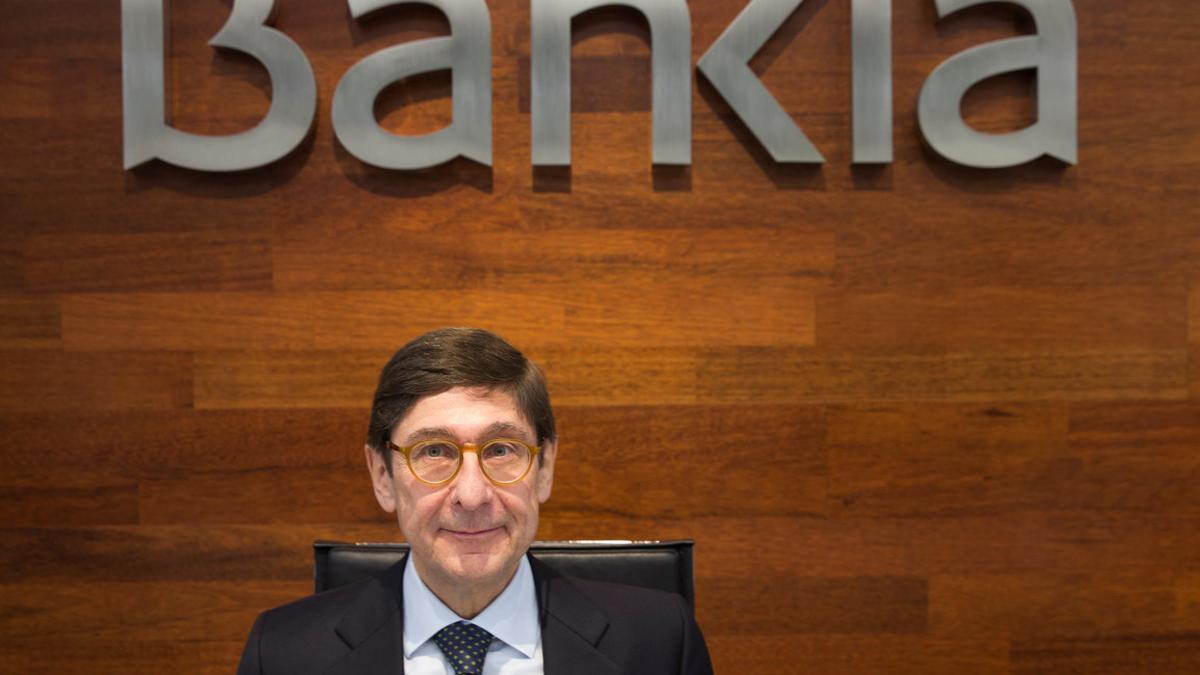 Spain's Bankia Chairman Goirigolzarri poses at the start of a news conference to present their annual results in Madrid