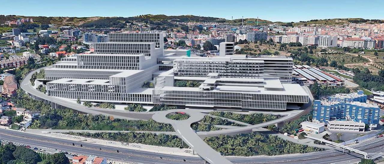 Recreación virtual del proyecto de ampliación del Hospital de A Coruña.