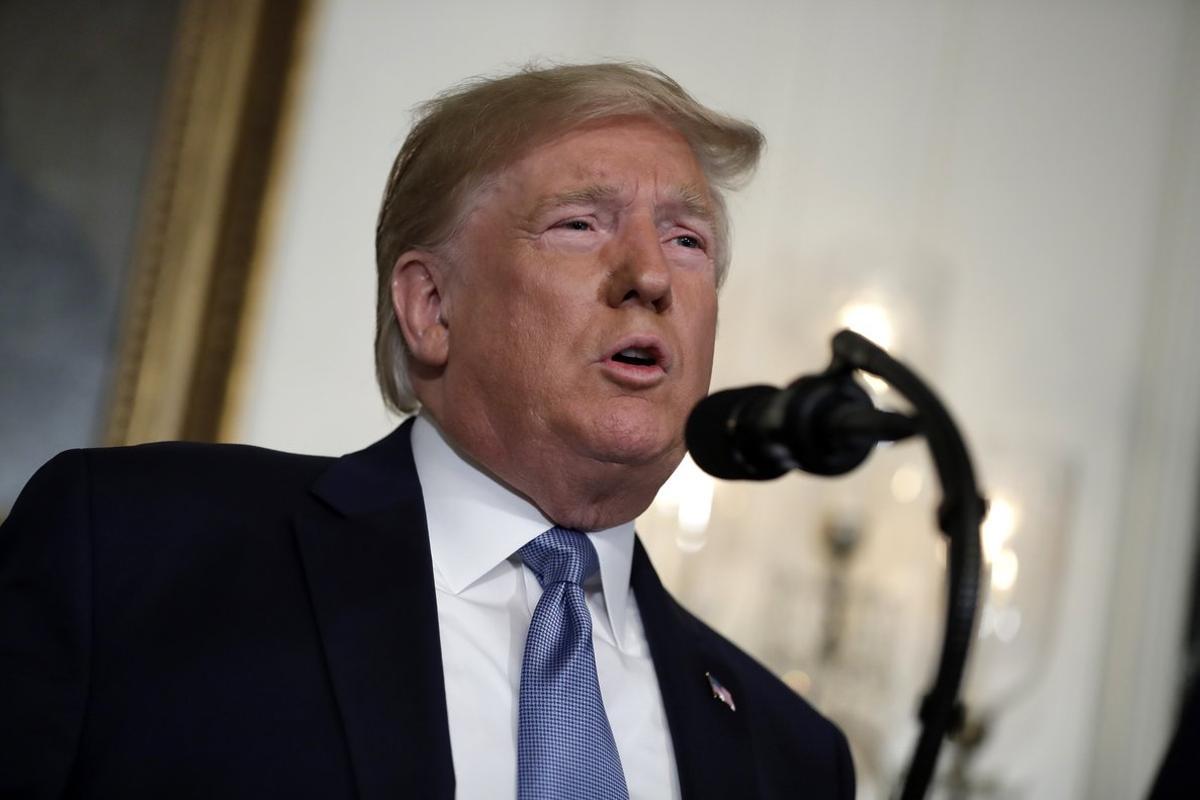 President Donald Trump speaks about the mass shootings in El Paso  Texas and Dayton  Ohio  in the Diplomatic Reception Room of the White House  Monday  Aug  5  2019  in Washington   AP Photo Evan Vucci