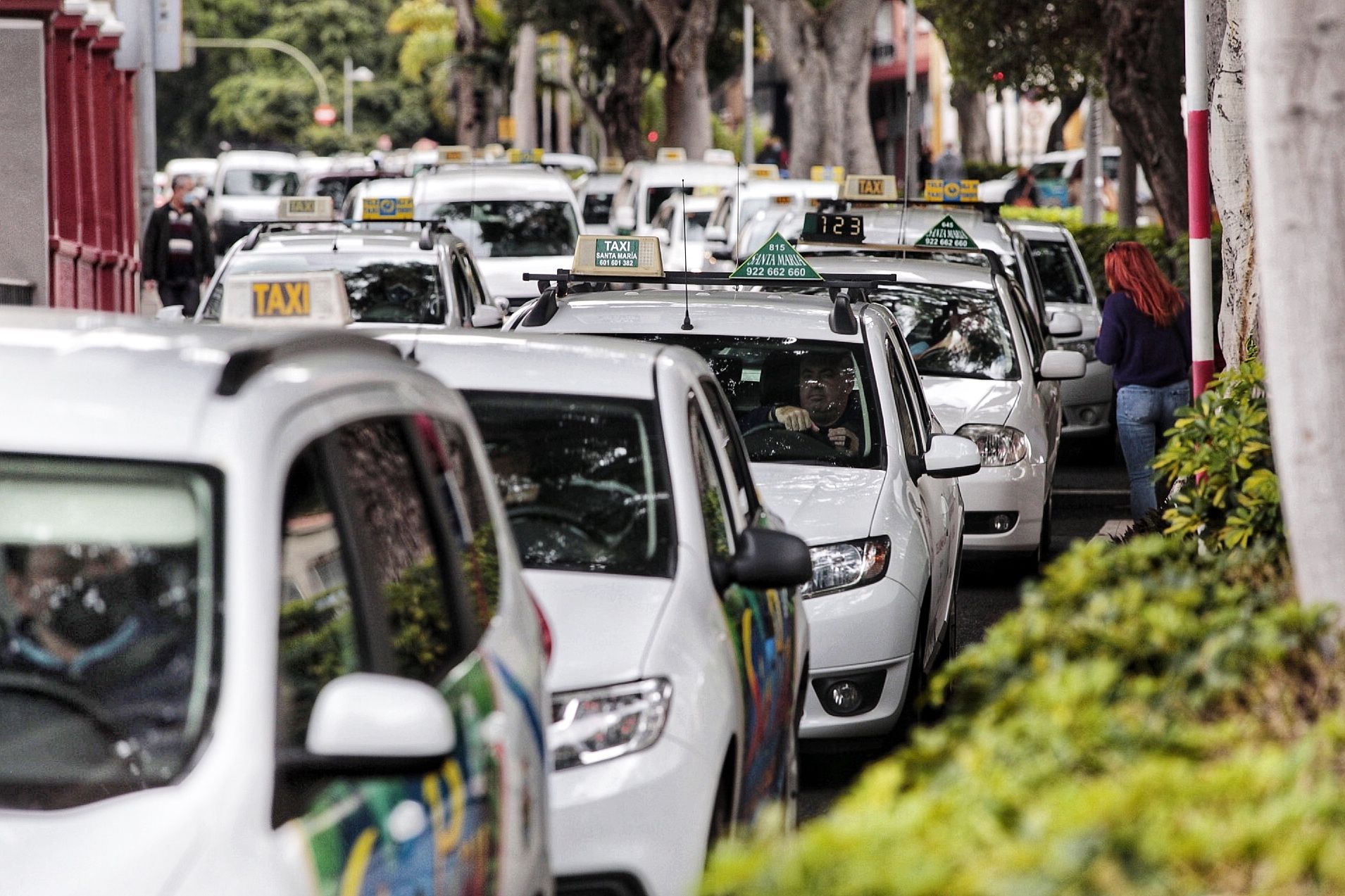 Caravana de taxis en Santa Cruz de Tenerife