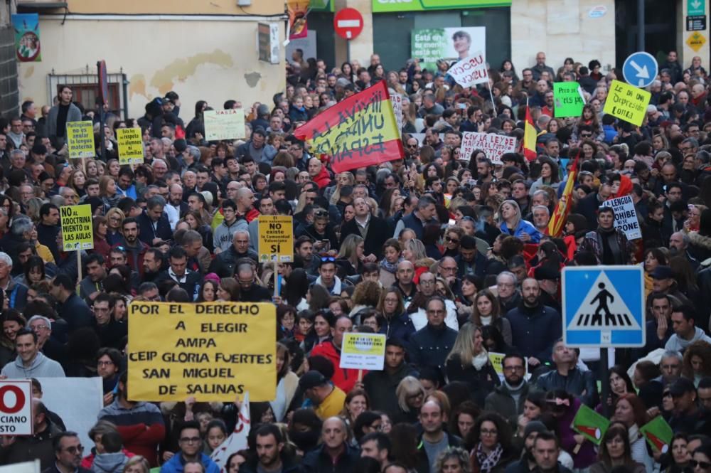 Miles de personas protestan en Orihuela contra la Ley de Plurilingüismo