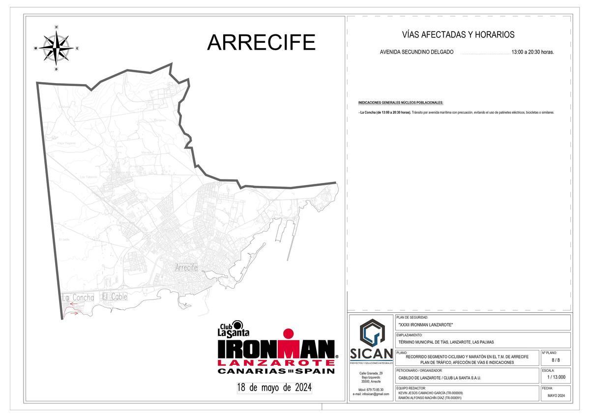 Corte de carreteras en Arrecife por el Ironman Lanzarote 2024.