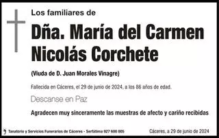 Dña. María del Carmen Nicolás Corchete