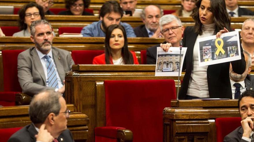 Quim Torra e Inés Arrimadas en el Parlament.