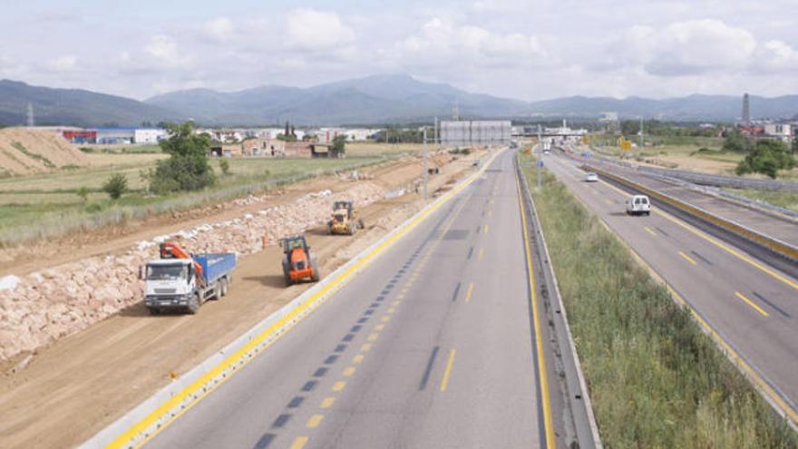 Estat de les obres de l&#039;AP-7 al seu pas per Girona durant la setmana passada.