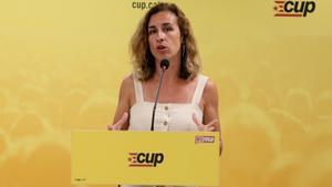 La diputada de la CUP, Laia Estrada, en una comparecencia este sábado.