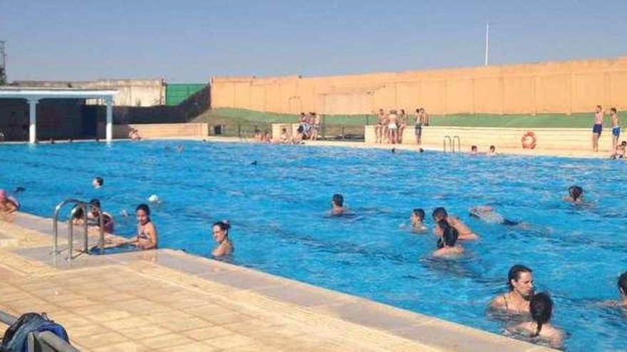 Varios bañistas en una piscina zamorana.