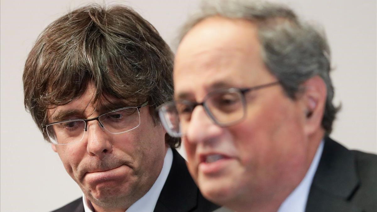 Puigdemont y Torra, en Bruselas, en septiembre del 2019.