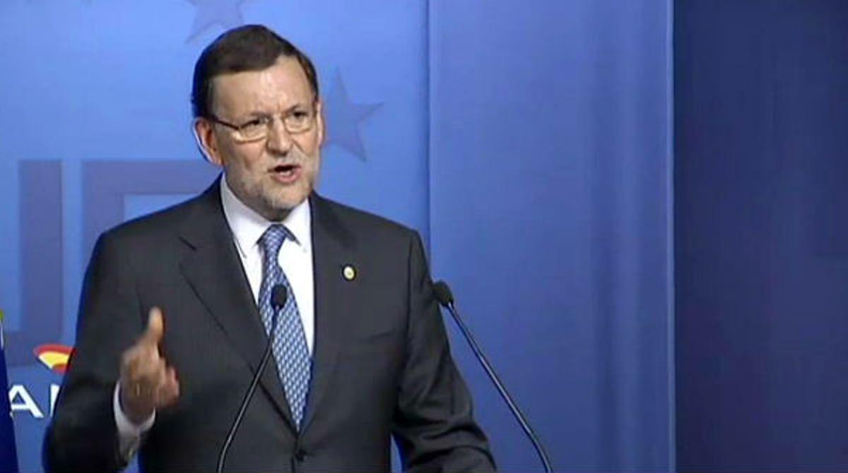Mariano Rajoy en roda de premsa, aquest dimecres, a l’acabar-se el Consell Europeu de Brussel·les.