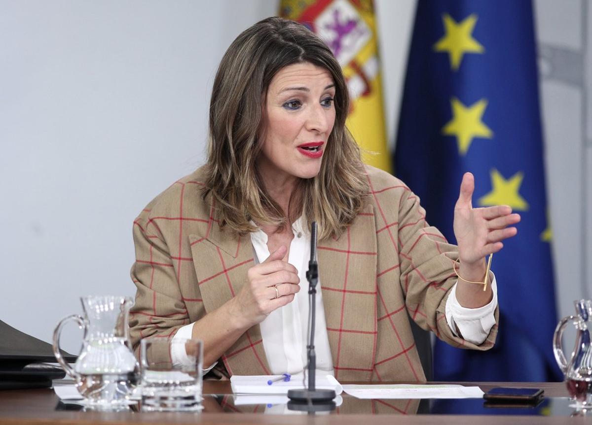 18/02/2020 La ministra de Trabajo y EconomÃ­a Social, Yolanda DÃ­az, comparece en rueda de prensa tras el Consejo de Ministros en Moncloa, en Madrid (EspaÃ±a), a 18 de febrero de 2020.