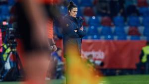 Montse Tomé durante el partido contra bçelgica