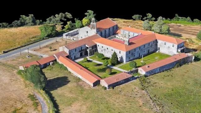 Imagen aérea del Monasterio de Aciveiro creada en 3D.