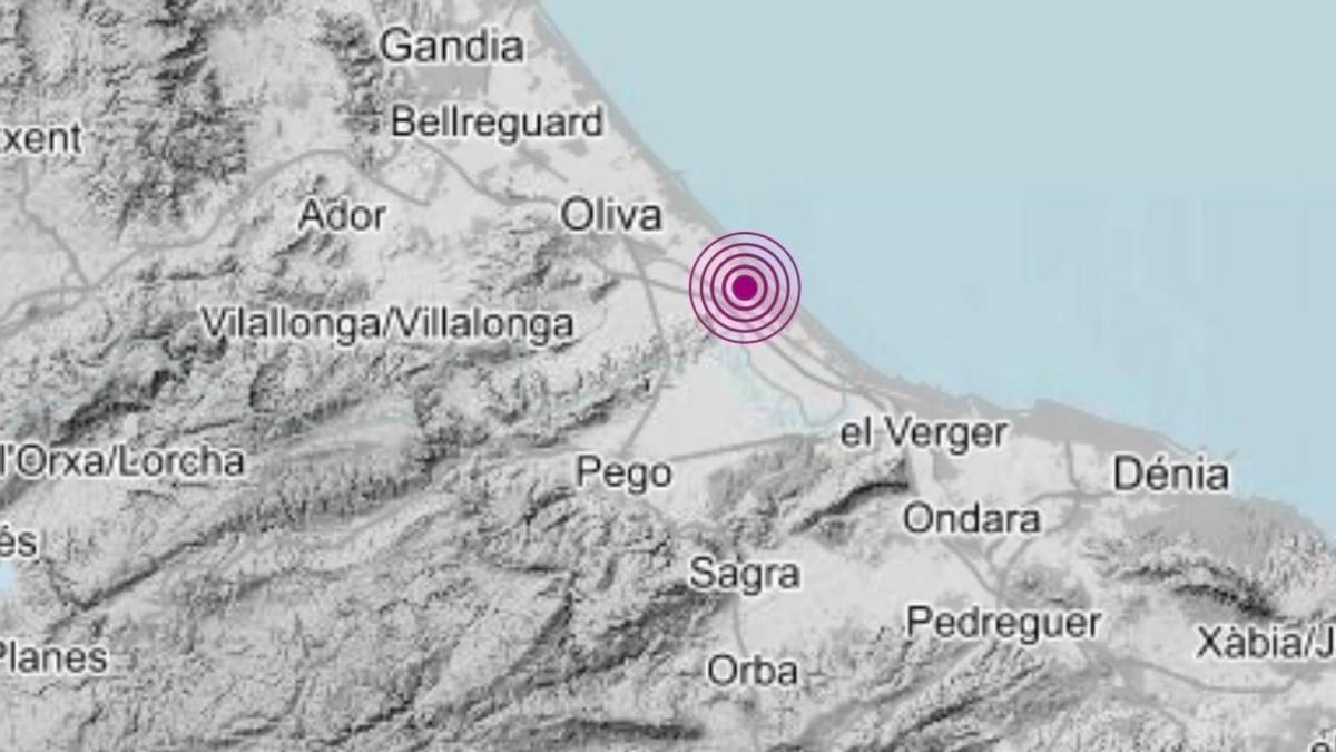 Imagen del terremoto de 2,6 grados en Oliva.
