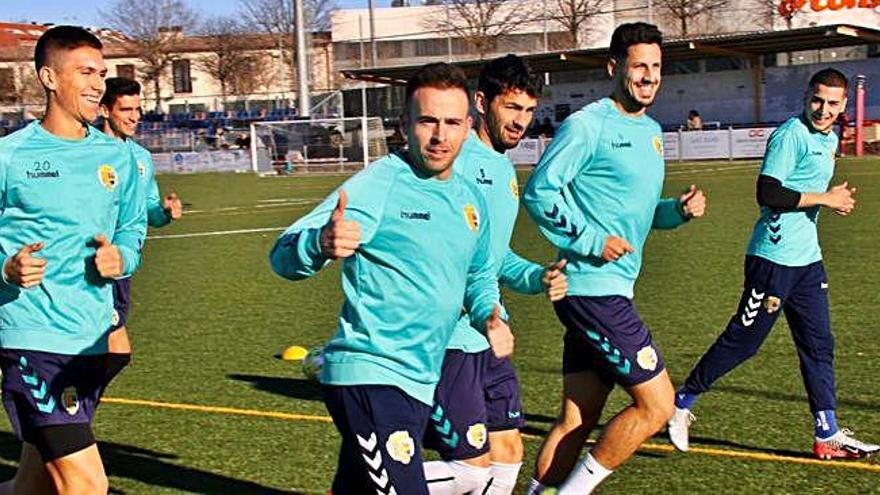 Pitu s&#039;exercita amb els seus companys en un entrenament del Llagostera del passat mes de gener.