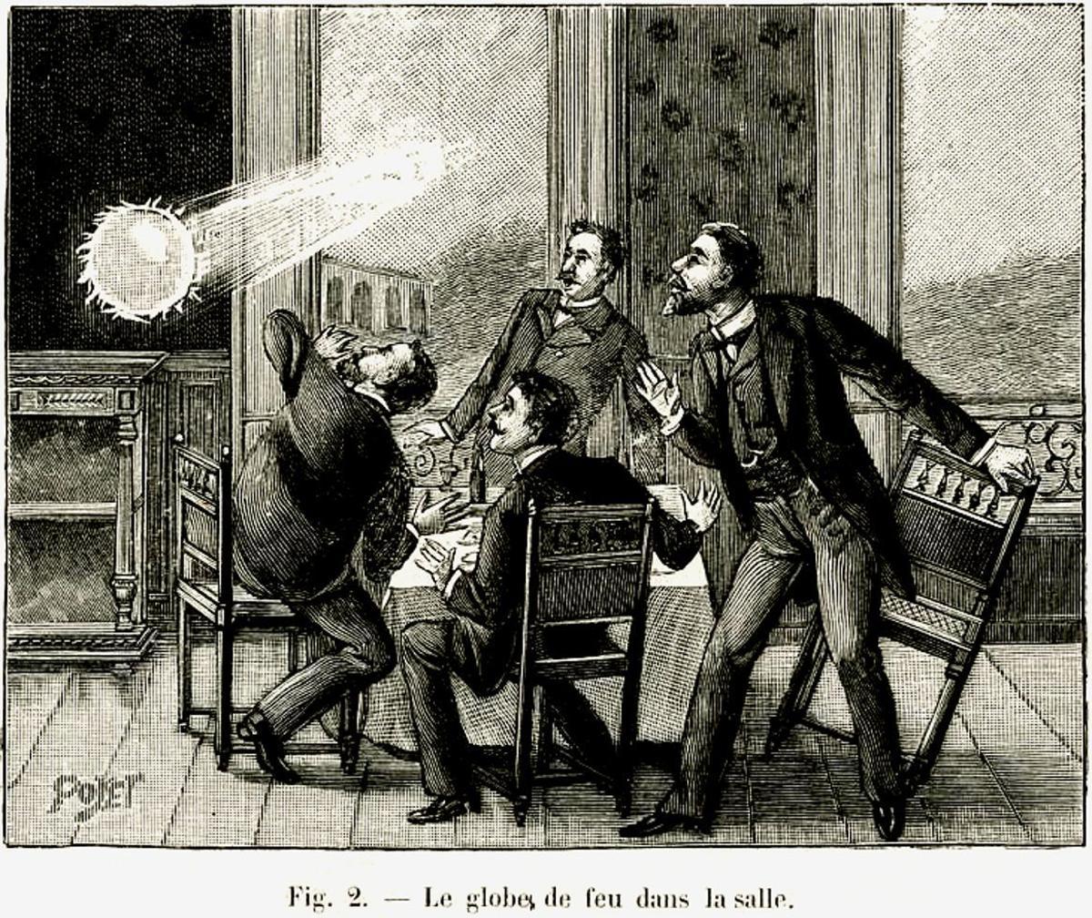 Representación de 1901 de un rayo globular.