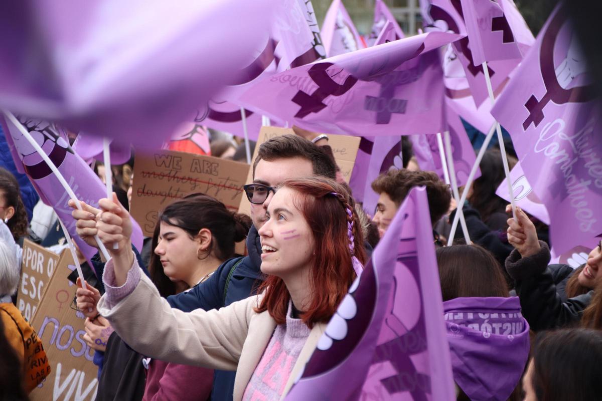 Una manifestació d'estudiants pel 8M, en una imatge d'arxiu.