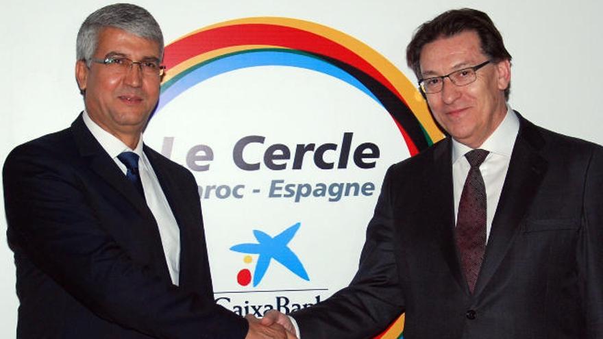 Mohammed Sadiki y Antoni Massanell inauguran la sede de la Caixa en Agadir.